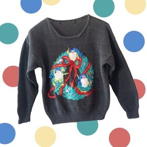 Amazing Vintage Beaded, Bedazzled, Be-Bearded Christmas Sweater